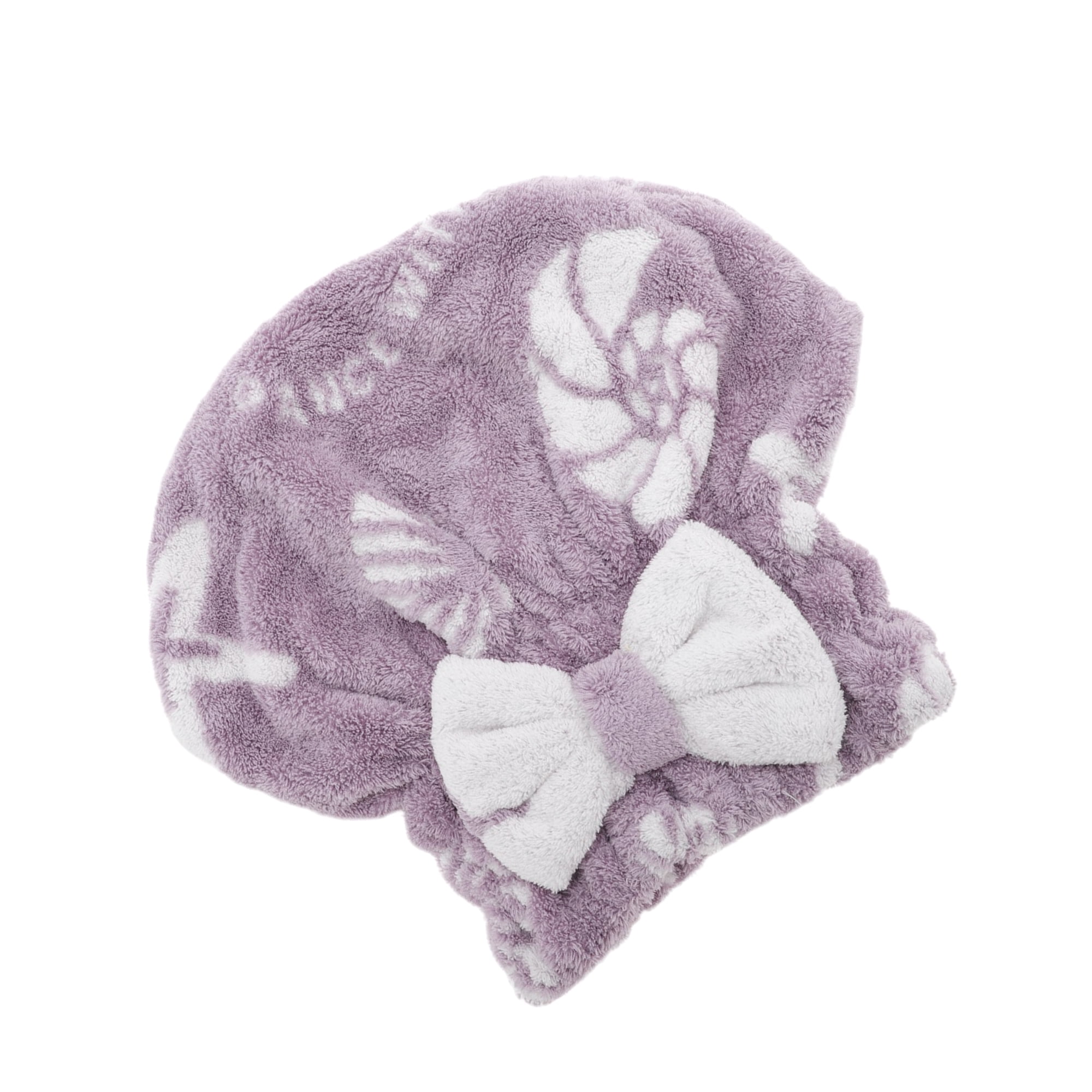 Unique Bargains Water-absorbent Bow Shells Hair Towel for Fast Drying Purple 10.63"x 8.66"