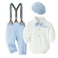 thumbnail image 2 of Ketyyh-chn99 Baby Boy Formal Outfits Toddler Baby Boy Suit Clothes Gentleman Wedding Outfits Long Sleeve Dress Shirt + Suspender Pants + Bowtie Size for 3-6 Months,Light Blue, 2 of 5