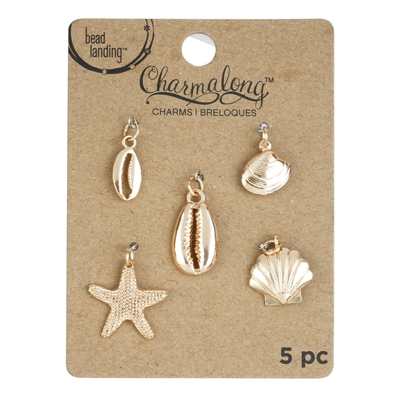 12 Packs: 5 ct. (60 total) Charmalong Gold Shell Charms by Bead Landing