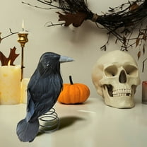 DAMAI Halloween Crow Mini Tree Topper with Metal Spring Base,6.3 Inches Miniature Christmas Treetops Ornaments,Spooky Halloween Tree Ornaments for Outdoor Party Supplies