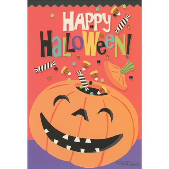 Pictura Candy Pouring Into Laughing Jack-o-Lantern Halloween Card