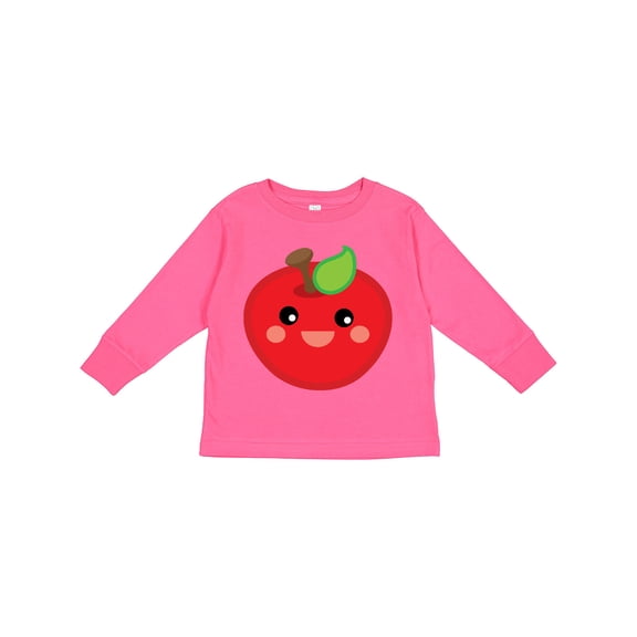 Inktastic Smiling Apple Boys or Girls Long Sleeve Toddler T-Shirt