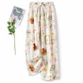 thumbnail image 2 of Women's Summer Wide Leg Pants Cotton Lightweight Fashion Print Drawstring Waist Casual Pants Daily Wear (Free Size, Multicolor), 2 of 5