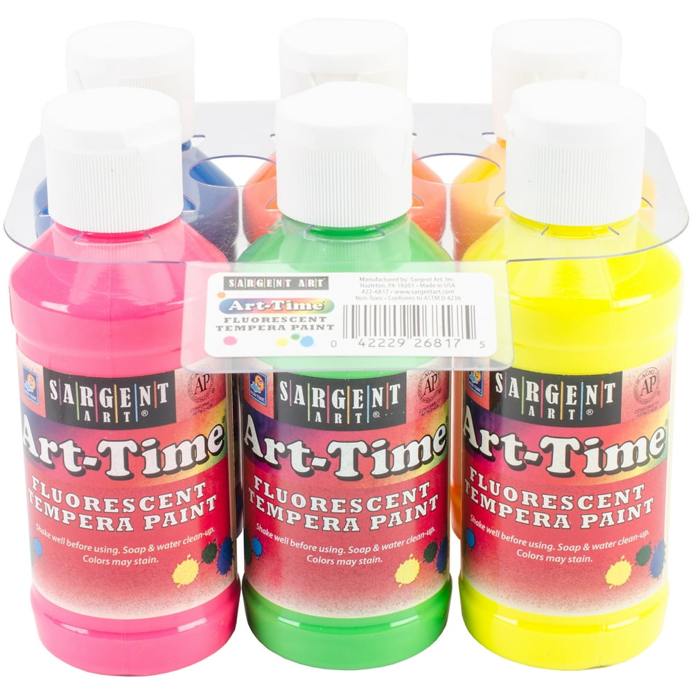 ArtTime(R) Tempera Paint Set 4oz 6/PkgFluorescent