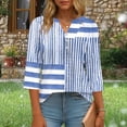 thumbnail image 2 of Craaazy Women's Casual Printing 3/4 Sleeve Button V- Neck Pleated Fashionable Spring Summer Tops Gifts, 2 of 6