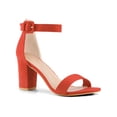 thumbnail image 1 of BLISSFUL STEP Woman's Sandals Block Heels Ankle Strap Open Toe Sandals Orange 7, 1 of 6