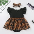 thumbnail image 4 of FYMNSI Mommy and Me Dresses with Headband Leopard Print Ruffle Sleeveless/ Flutter-Sleeve Tank Sundress Mom Daughter Matching Outfit Set (Baby 6-9M), 4 of 10
