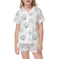 thumbnail image 6 of Gaexia Cute Pjs for Girls Preppy Kids Silk Pajamas Short Sleeve Shirts and Short Pants 2 Piece Pajama Set (Teens, White, 12-13 Years), 6 of 6