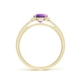 thumbnail image 2 of ANGARA Natural Round Amethyst Cathedral Ring with Diamond Halo in 14K Yellow Gold for Women (Size-6mm) | February Birthstone, Birthday, Anniversary, Jewelry Gift for Women | Natural Amethyst Ring, 2 of 9