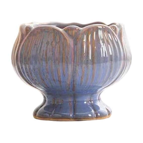 Luoshdecor Succulent Flower Pot,Ceramic Gradient Petals Pattern Flower Pots Cactus Bonsai Planter for Home Office Decor