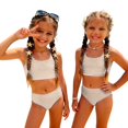 thumbnail image 4 of CCRFTGI Swimsuits for Child Girls Size 7-8 Two Piece Sets Swim Vacation Bathing Suit Beach Holiday Solid Bikinis Summer Cute Girls Fashion Swimsuits Swimwear Complexion 9-10 Years, 4 of 10