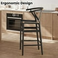 thumbnail image 4 of Farini Wishbone Counter Height Barstool, Fully Assembled Weave Bar Chair with Wooden Frame, for Kitchen Island, Dining Room, Bar, Single, Black, 4 of 7