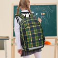 thumbnail image 7 of FORMRS Kids Backpack for School Unisex 17" Casual Bookbag Travel Daypack with Compartment Pockets, Green Yellow Plaid Pattern, 7 of 7