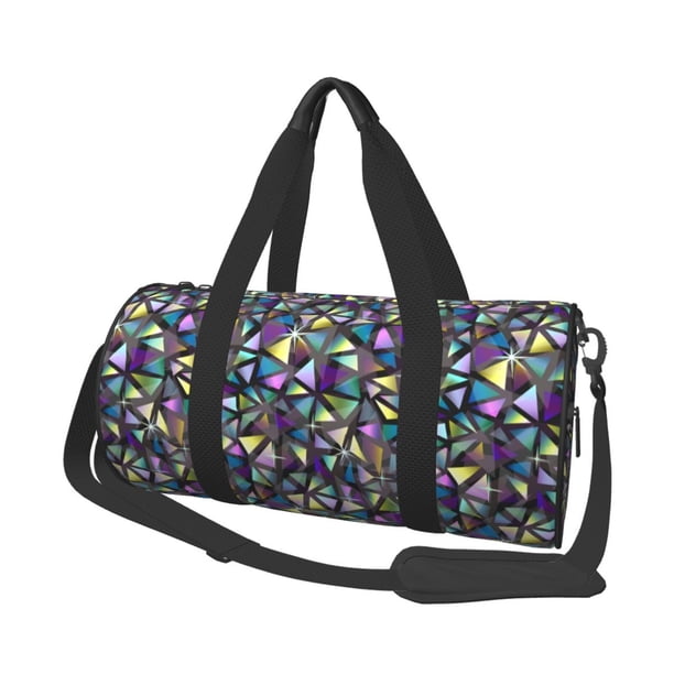 Easygdp Purple-Gold Triangles Bolsa de Viaje, Bolsa de Mano, Bolsa de Gimnasio, Bolsa de Equipaje para Viaje