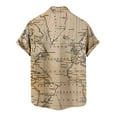 thumbnail image 5 of Mens Short Sleeve Hawaiian Tshirt World Map Print Button Up Tee Shirt Casual Bowling Shirt Lapel Beach Pocket Top, 5 of 6