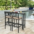 thumbnail image 2 of Costway 3PCS Outdoor Metal Bar Table & Chairs Set Patio Dining Table Set with Cushion, 2 of 7