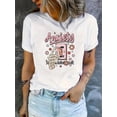 thumbnail image 1 of T-Shirt Femme Chic Rose avec Imprimé Crâne et Lettres - Col Rond Décontracté, Manches Courtes, Mélange Polyester Extensible, Lavable en Machine - Parfait pour l'Été, la Fête des Pères, la Fête des Mères, le Nouvel An, le Festival du Printemps, 1 of 6