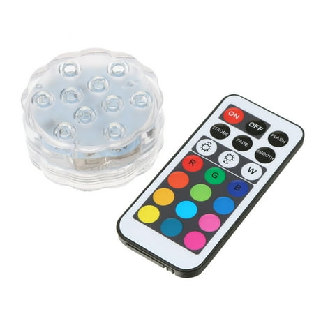 

Walmeck IP68 Waterproof RGBWY 10LEDs Remote Control Submersible Underwater Lamp Mini Floral Vase Base Light with 1 Controller for Wedding Party Decoration