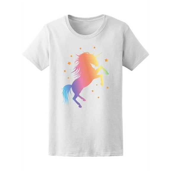 Rainbow Unicorn Silhouette T-Shirt Women -Image by Shutterstock, Female XX-Large