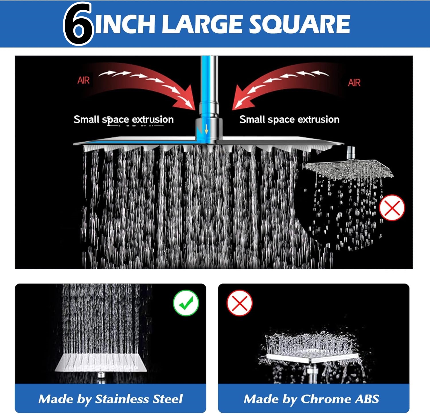 DNXNIAIFY 6-Inch Rain Showerhead with 60-Inch Hose photo 2