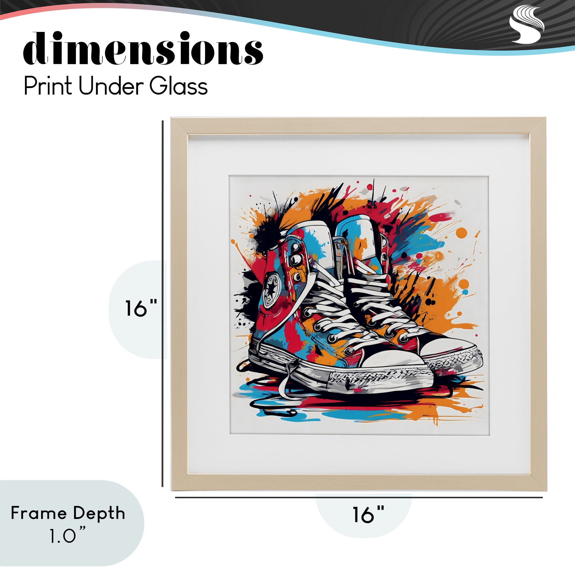 Stupell Industries Colorful Sneakers Graffiti Splash Birch Framed Print Under Glass, design by Creative Studio