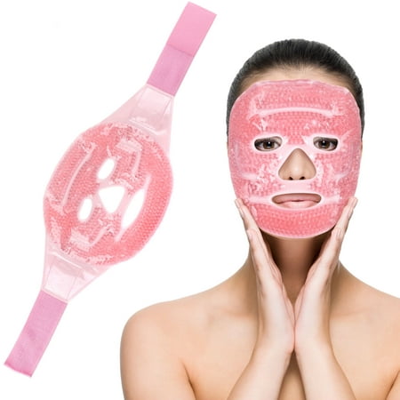 Ice Face Mask, Hot Cold Therapy for Migraines, Headache, Stress, Puffy Eyes, Dark Circles, Adjustable Strap, Soft Fabric, Reusable,