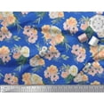 thumbnail image 2 of Soimoi Blue Cotton Cambric Fabric Anemone & Begonia Floral Fabric Prints By Yard 42 Inch Wide, 2 of 3