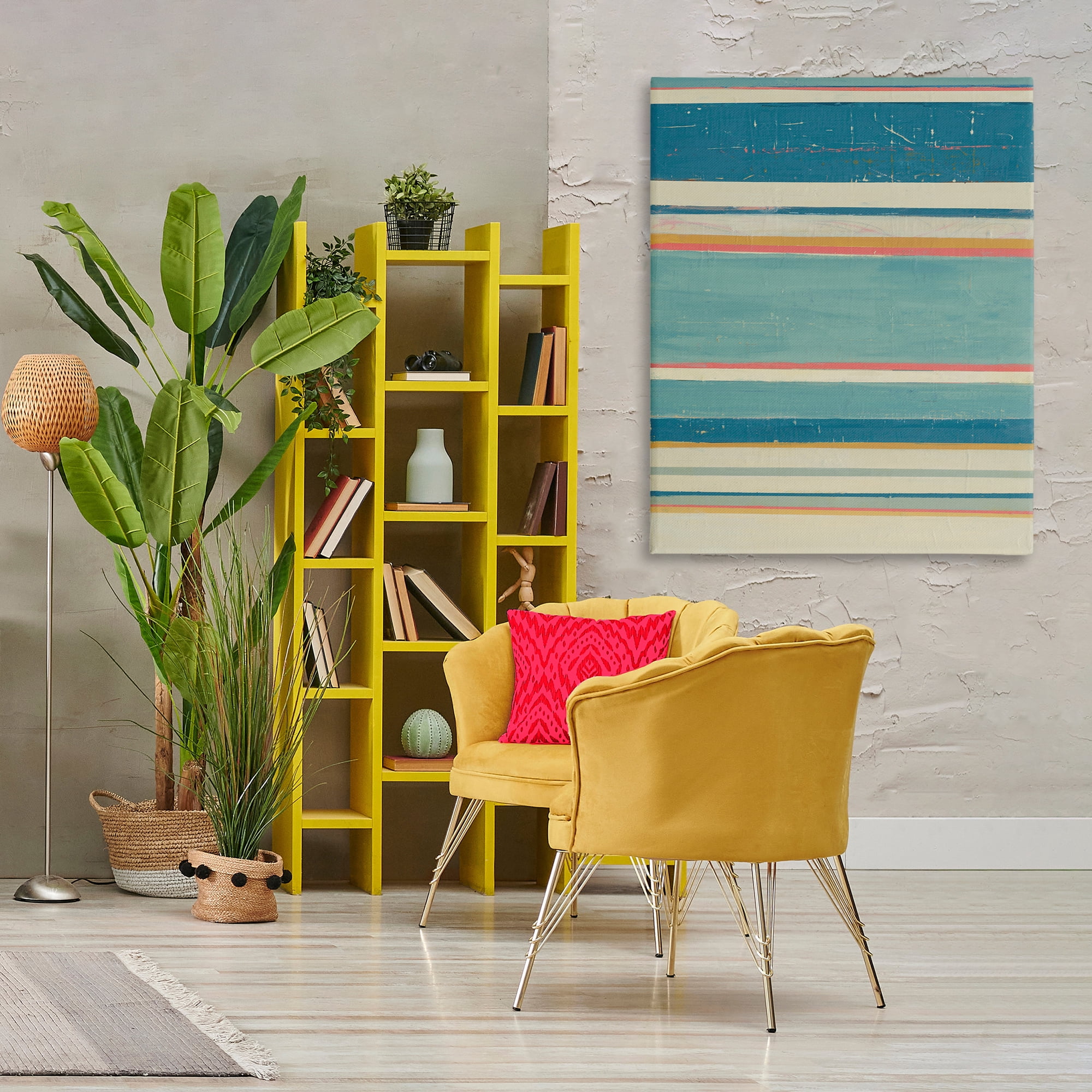 Stupell Industries Nautical Linear Pattern Abstract Painting Gallery Wrapped Canvas Art Print Wall Art, 36 x 48