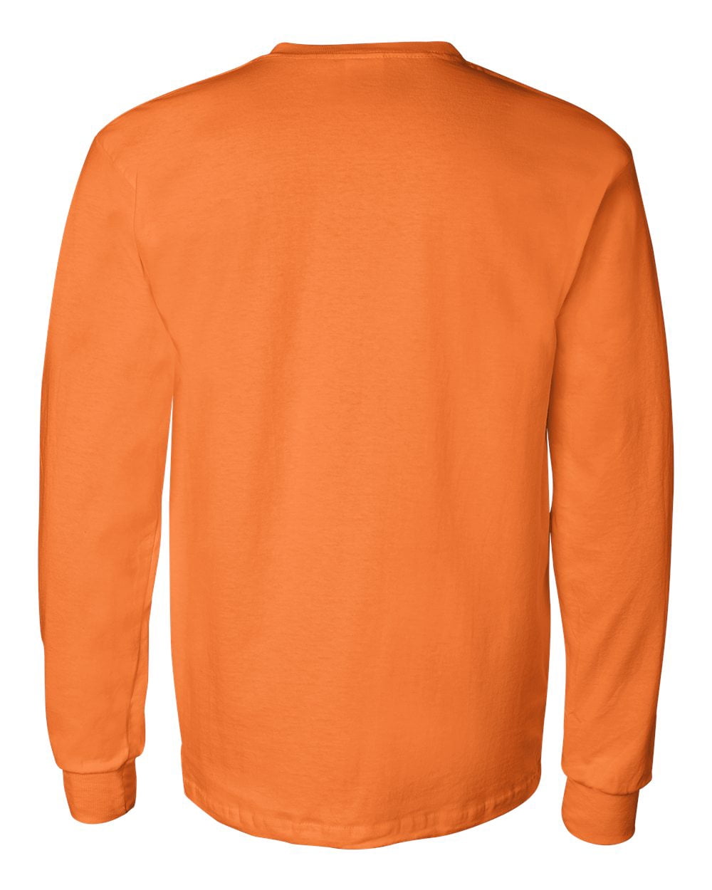 Gildan Ultra Cotton Long Sleeve T-Shirt With Pocket - Safety Orange, 100% Cotton (Sport Grey 90/10 Blend)