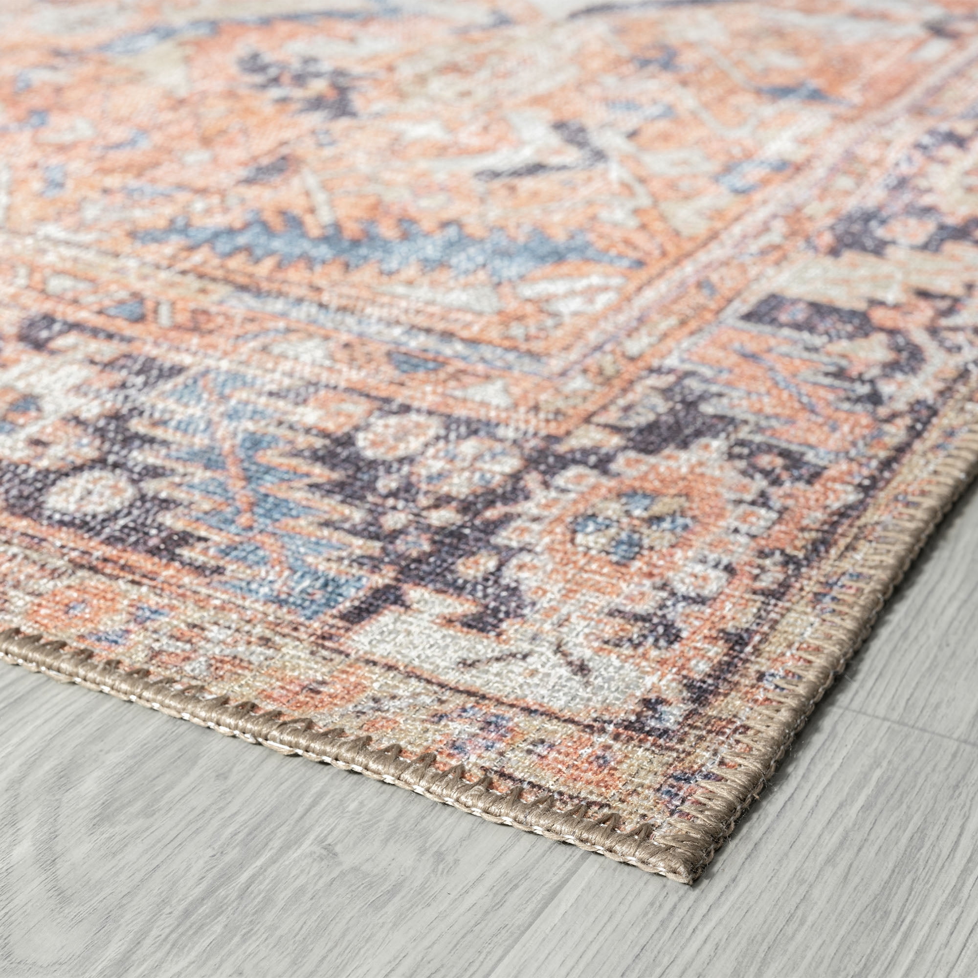 Traditional 5x7 Area Rug (5'3'' x 7'3'') Persian Rust, Beige Living Room Easy to Clean Machine Washable
