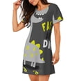 thumbnail image 2 of Easygdp Cute Dinosaur Camisón de manga corta para mujer, informal, estampado, 2 of 6