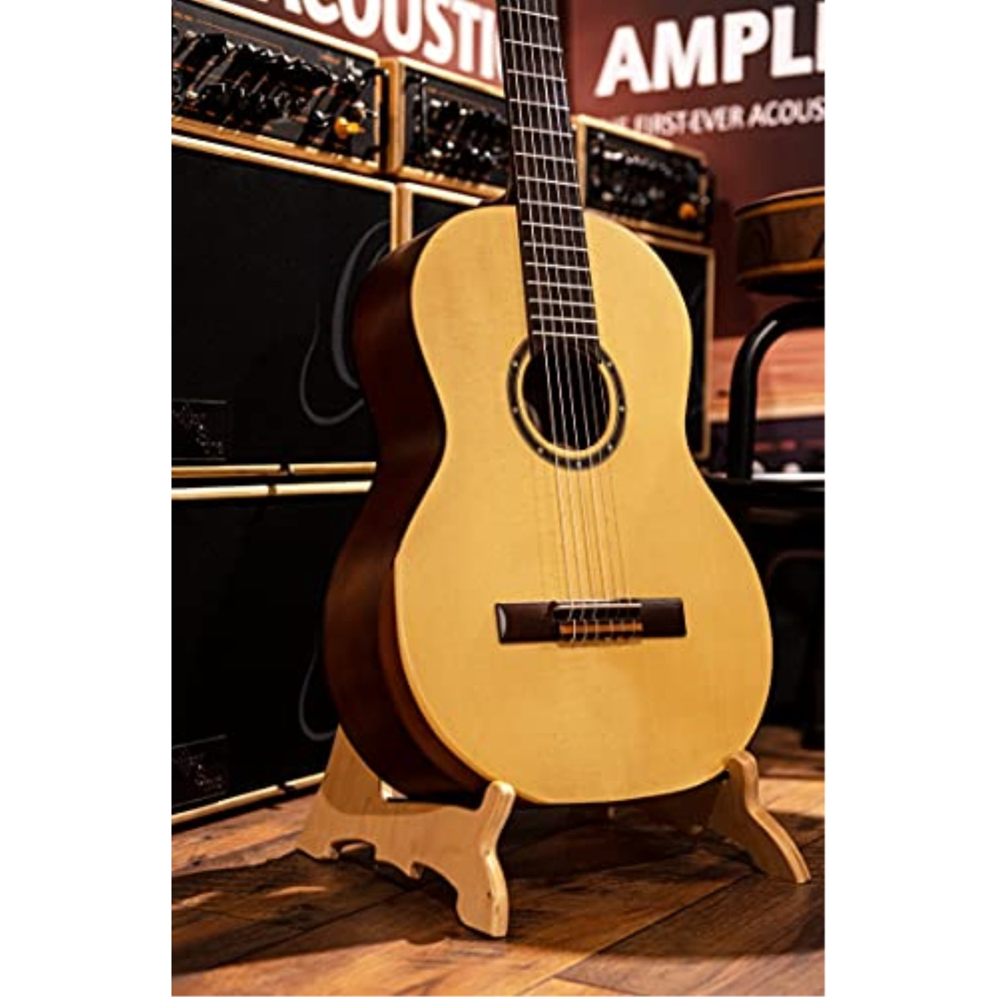 Ortega Guitars OWGS-2 Wooden Single Acoustic Guitar Stand, Birch Natural