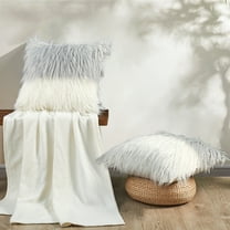 Home Soft Things Mongolian Tie Dyed Faux Fur 2 Piece Throw Pillow Covers Set - Grey - 20" x 20"