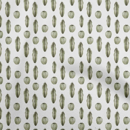 oneOone Cotton Cambric Olive Green Fabric Cactus Craft Projects Decor Fabric Printed By The Yard 56 Inch Wide