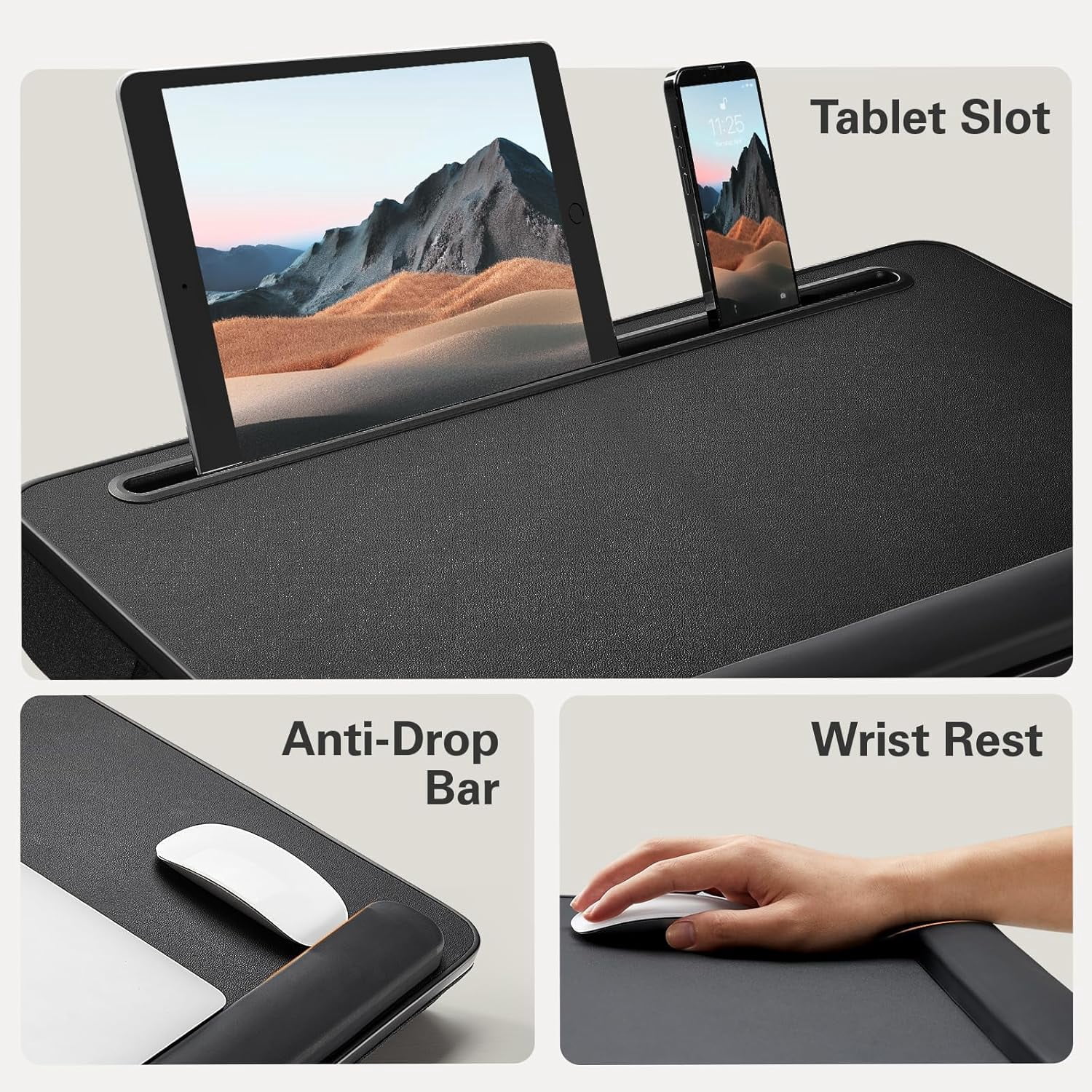Laptop Bed Desk, Laptop Tray Computer Lap Desk for Bed Couch Sofa Floor, Bed Tray for Working, Eating, Foldable Lap Stand Table with Height Adjustment & 35° Adjustable Tilt Angle, HNLD19