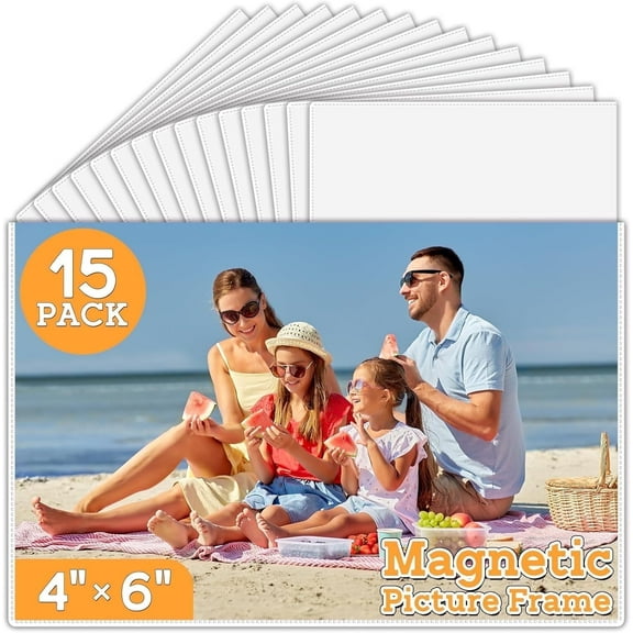 15 Pack 4x6 Magnetic Picture Frames for Refrigerator,Magnetic Photo Frames for Refrigerator 4x6 Picture Frames Bulk,Magnetic Pocket Frames,Fridge Picture Frames,Locker Photos Magnets Holder