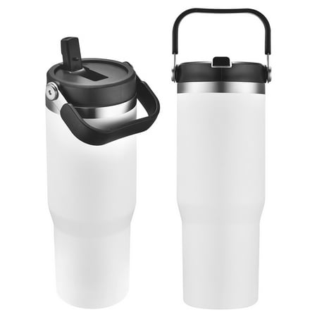 HydroFlow 30 oz Reusable Stainless Steel Insulated Bottle Hinged Handle