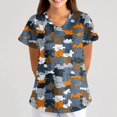thumbnail image 2 of BDPORKAS Scrubs for Women Cute Print Working Tops Lightweight V Neck Short Sleeve Comfy Nursing Blouse T-Shirt with Pocket, 2 of 6