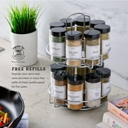 Kamenstein 16 Jar Revolving Spice Rack, Chrome Wire, Pre-Filled