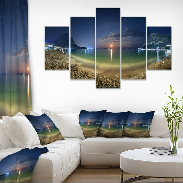 Beach with Lunar Path - Seashore Photography Canvas Art Print