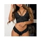 thumbnail image 1 of Conjunto de ropa interior de encaje europeo y americano lencería sexy sexy sin anillo de acero sujetador de encaje conjunto de dos piezas copa delgada push-up ropa interior negro tamaño L（2 piezas） LingWen 9024715025357, 1 of 1