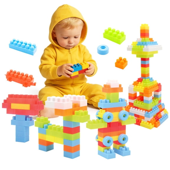 150 PCS Building Blocks Set with Wheels,  Learning Toddler Blocks for 3  Years Old