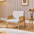 thumbnail image 6 of Yaheetech 2pcs Fabric Upholstered Accent Chair with Rattan Sides for Living Rooms, Beige, 6 of 11