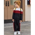 thumbnail image 4 of Arshiner Boys 2Pcs Color Block Sweatshirt & Casual Pants Fall Winter Outfits Set, 4 of 6