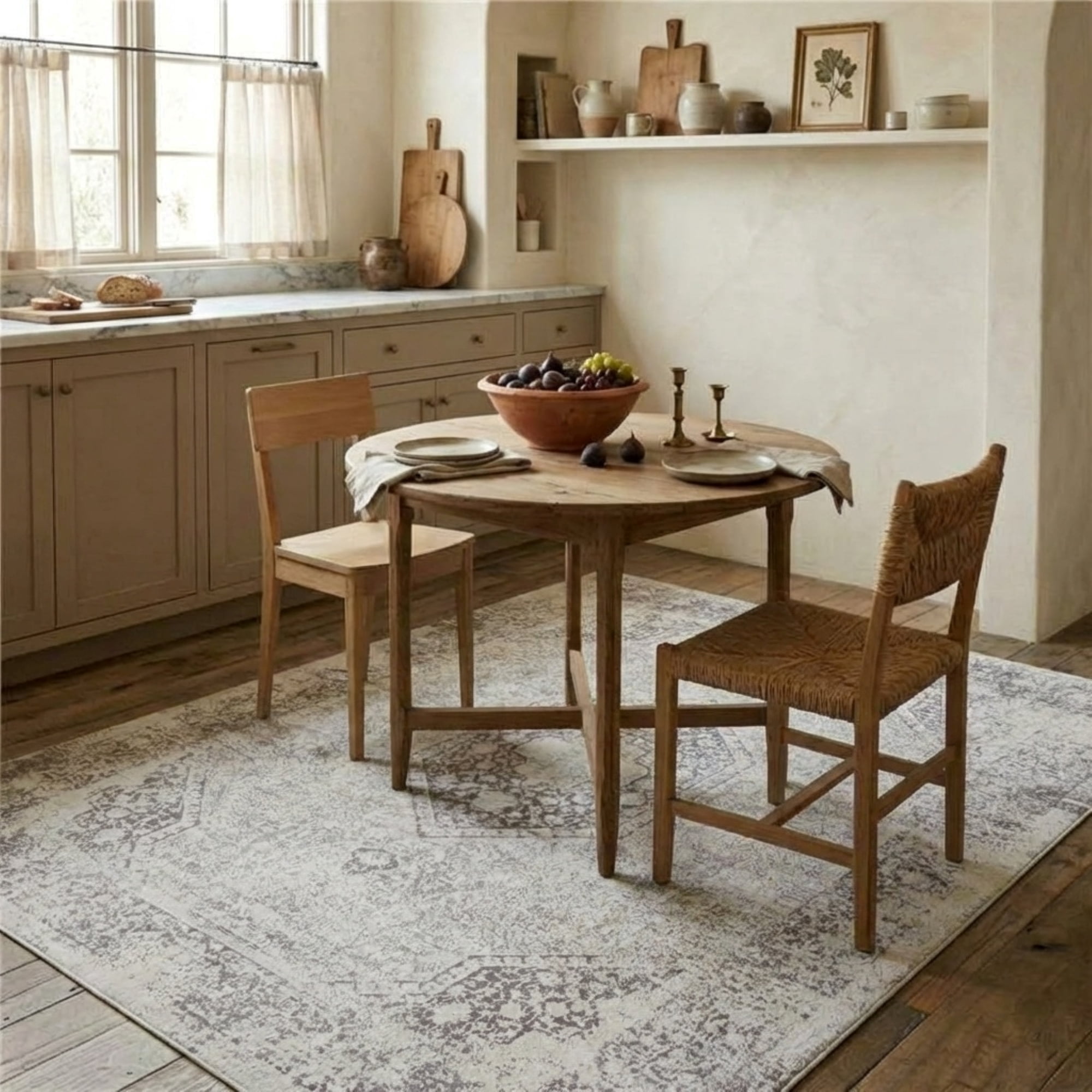 LR Home Brooke 7'10" x 9'10" Gray Medallion Waterproof Non-Slip Machine Washable Indoor Area Rug