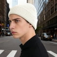 thumbnail image 5 of Women's Waffle Knit Beanie, Solid Color Rolled Brim Slouchy Hat, Thickened Winter Warm Cuffed Hat for Outdoor, Casual Daily Wear and Gift White, 5 of 7