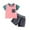 ZF Pink, variant on Boys Outfits Stripes Cartoon Car Pattern T Shirt Tops Shorts Toddler Boy Clothes Q 4 Years-5 Years