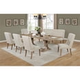 thumbnail image 2 of Ensemble de Salle à Manger Rustique en Bois Naturel 7pc avec Table Extensible + Sièges en Lin Beige, 2 of 7