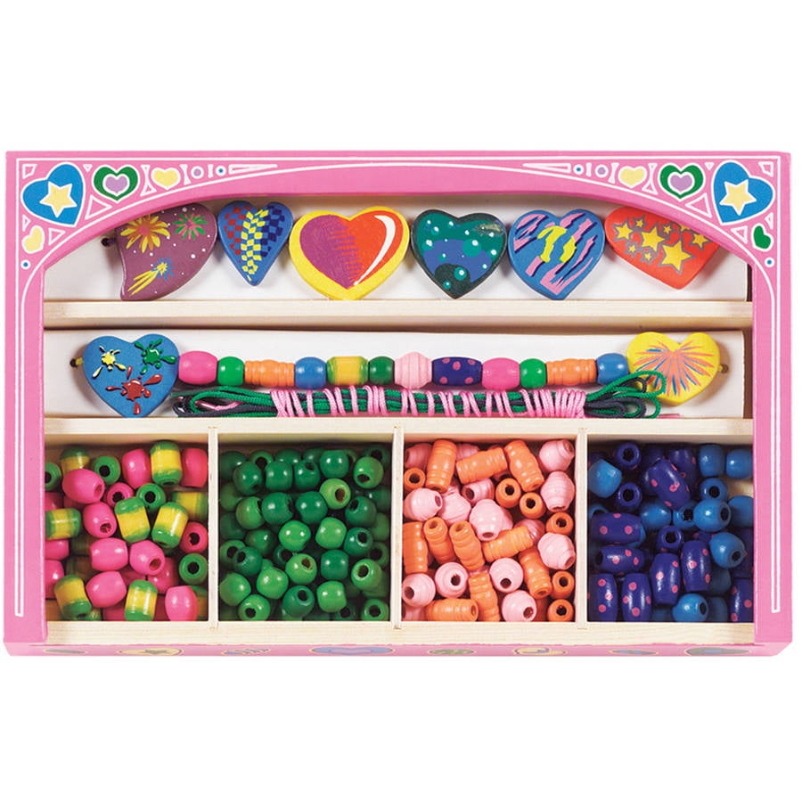 Melissa & Doug Sweet Hearts Wooden Bead Set With 120+ Beads for JewelryMaking