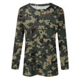 thumbnail image 4 of GIPQJK Short Shirts for Women 2024 Vacation Trendy Scoop Neck Stylish Sweatshirts Tops Plus Size Long Sleeve Camouflage Print Dressy Casual Basic Pullover Dark Green,S, 4 of 5